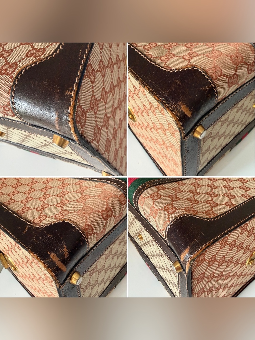 Vintage Gucci GG Supreme Sherry Web Train Case Vanity Bag - Picture 6 of 16